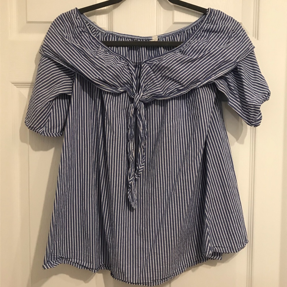Blue and white stripe women’s shirt